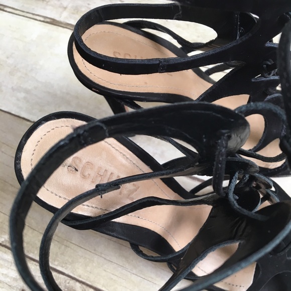 SCHUTZ Black Velvt Laurine Gladiator Sandals Heels - Picture 4 of 8